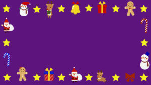 クリスマス枠素材・メッセージカードキャラクター紫枠　©Atelier Funipo